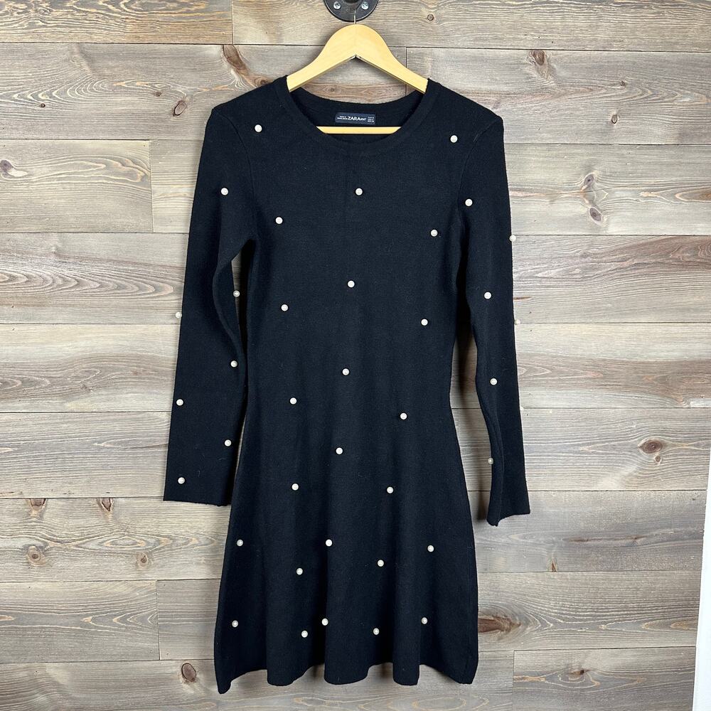 Zara Knit Pearl Skater Holiday Party Dress